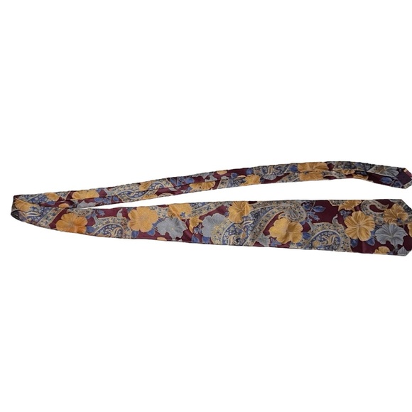 Neck Tie by Oleg Cassini Silk American Made Cool Colors Floral Abstract Paisley - Picture 7 of 7